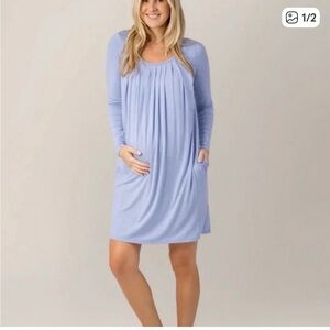 NEW Kindred Bravely Bamboo Maternity & Nursing Nightgown Perwinkle Size Large